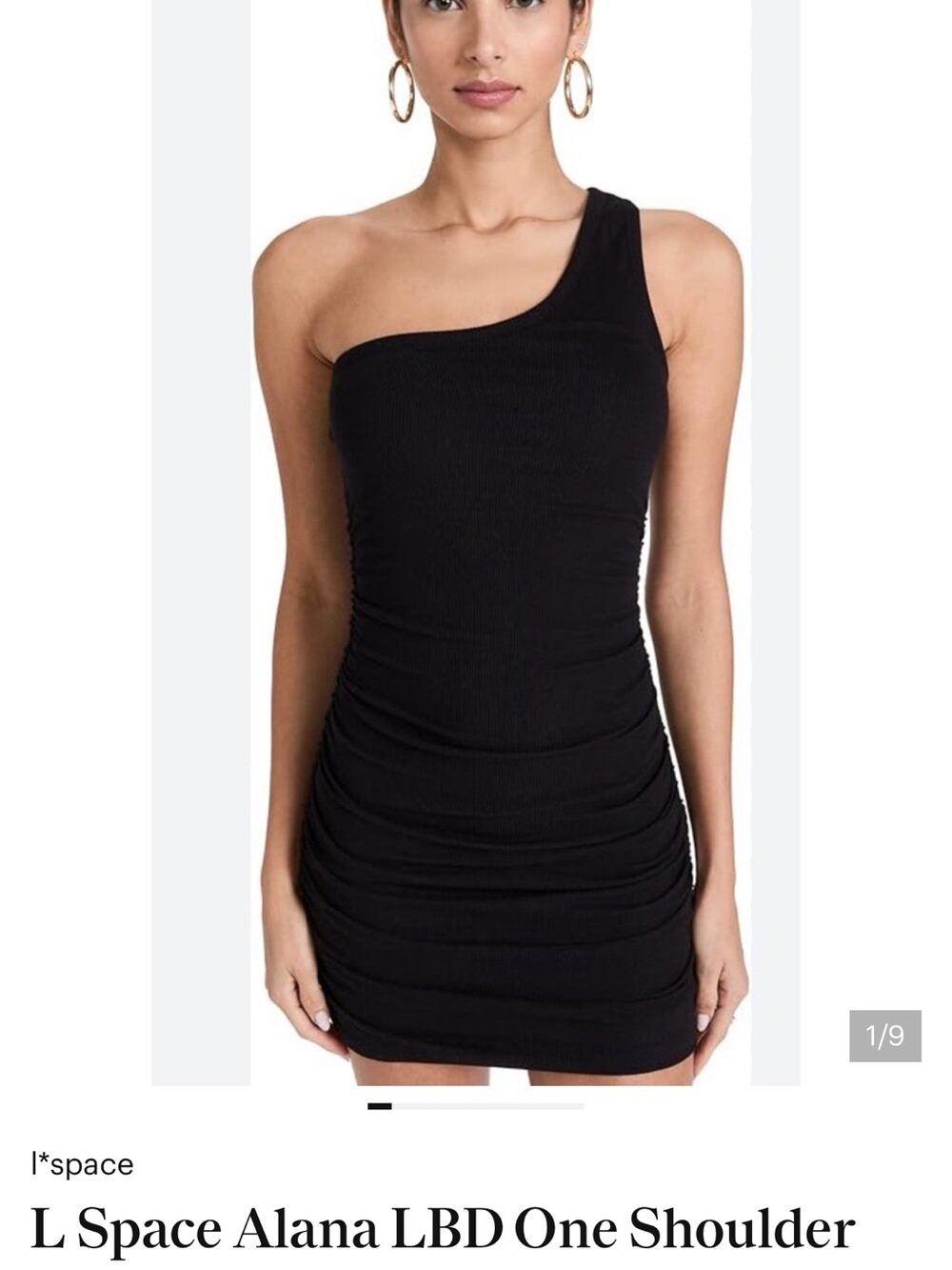 l*space One-Shoulder Black Ruched Mini Dress